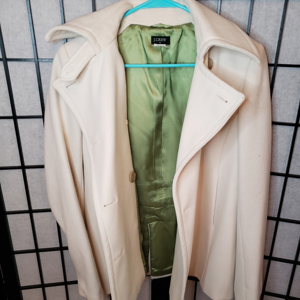 J. Crew cream colored wool pea coat size small - Picture 15 of 16